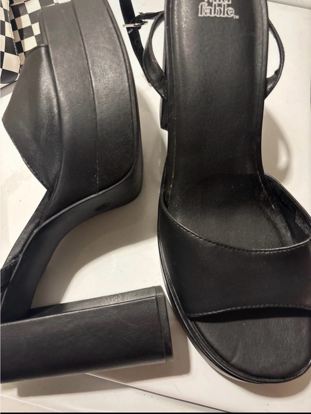 wild fable Black Platform Block Heel Sandals with Ankle Strap